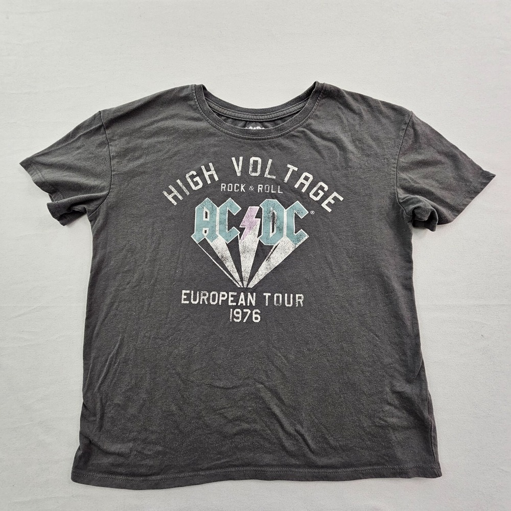 AC/DC High Voltage Rock 1976 Gray Short Sleeve T-Shirt Youth L